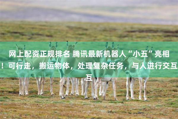 网上配资正规排名 腾讯最新机器人“小五”亮相！可行走，搬运物体，处理复杂任务，与人进行交互