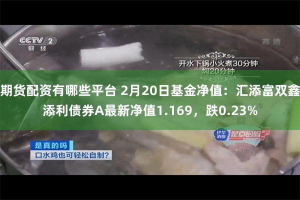 期货配资有哪些平台 2月20日基金净值：汇添富双鑫添利债券A最新净值1.169，跌0.23%