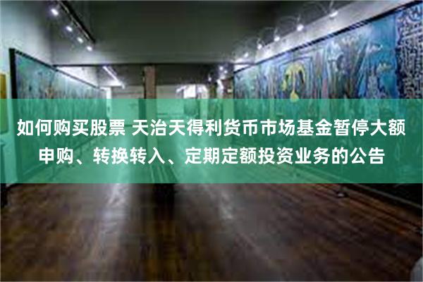 如何购买股票 天治天得利货币市场基金暂停大额申购、转换转入、定期定额投资业务的公告