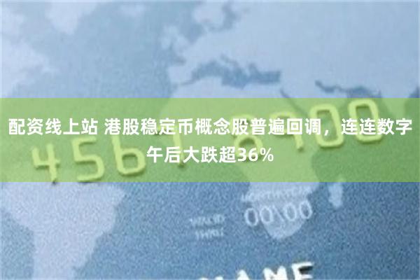 配资线上站 港股稳定币概念股普遍回调，连连数字午后大跌超36%